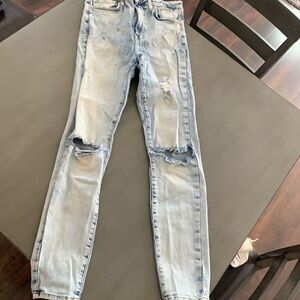 Forever 21 Distressed Light Wash High Rise Jeans